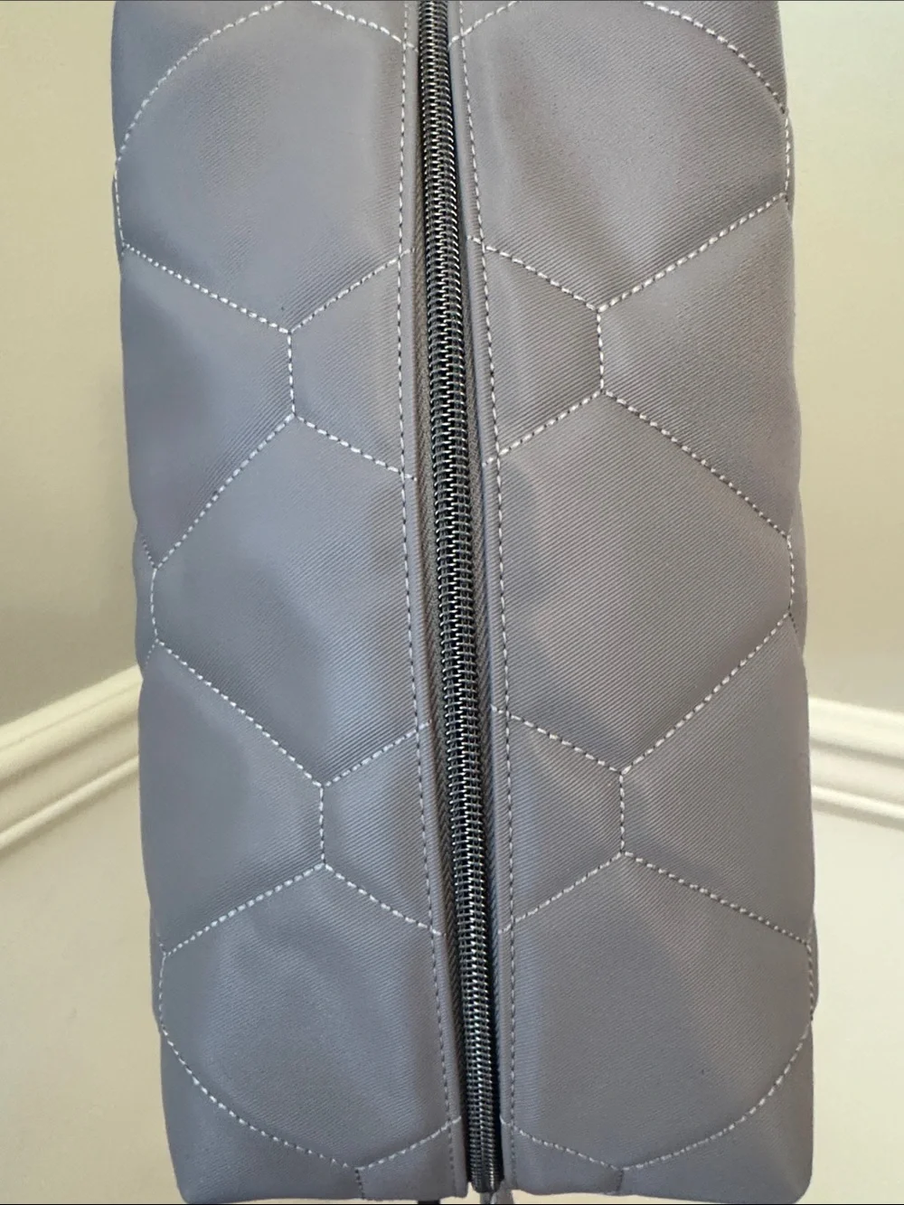 LUG Pearl Satin Luxe Bumper Quilted Cosmetic Pouch w/boho floral interior